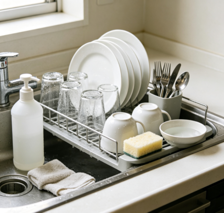 Hand-washing of cups, dishes, and cutlery