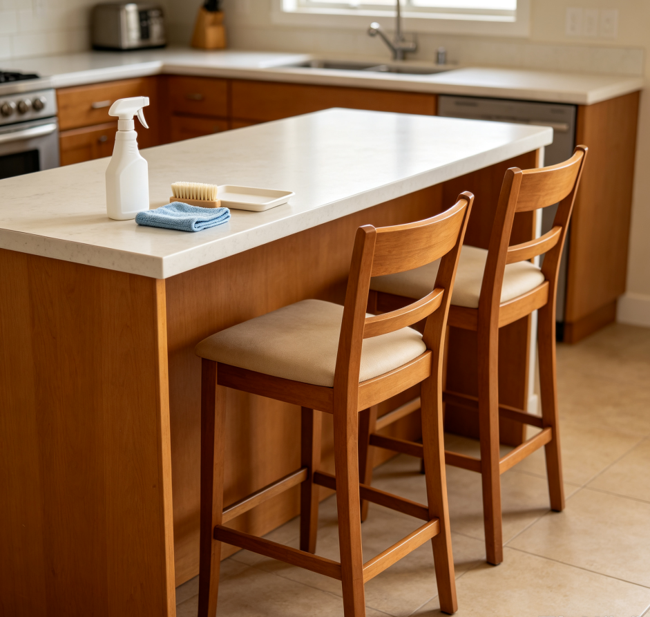 Cleaning of breakfast bars and high stools