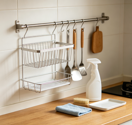 Cleaning of kitchen shelving units and hanging racks