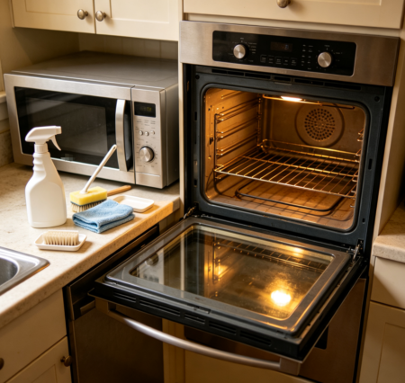 Interior cleaning for ovens and microwaves
